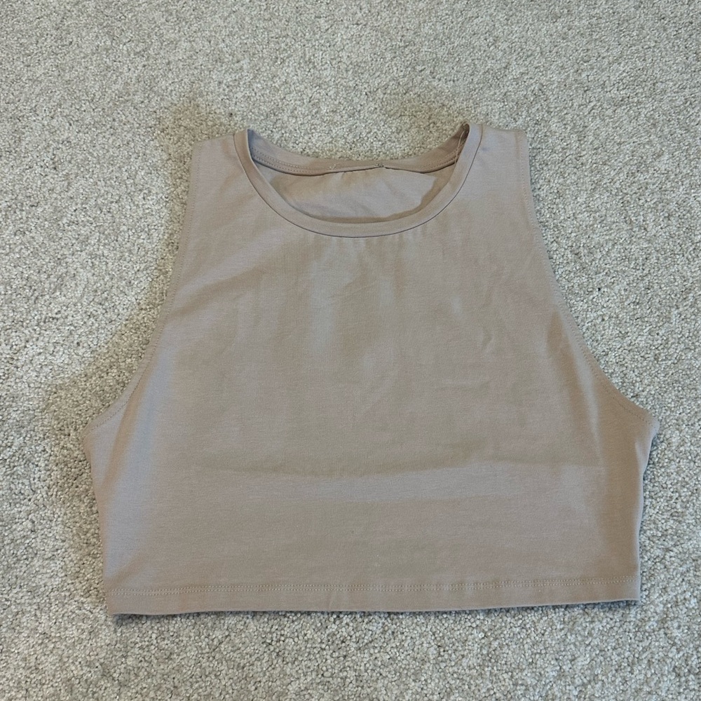 Women's Tan Sleeveless Crop Top